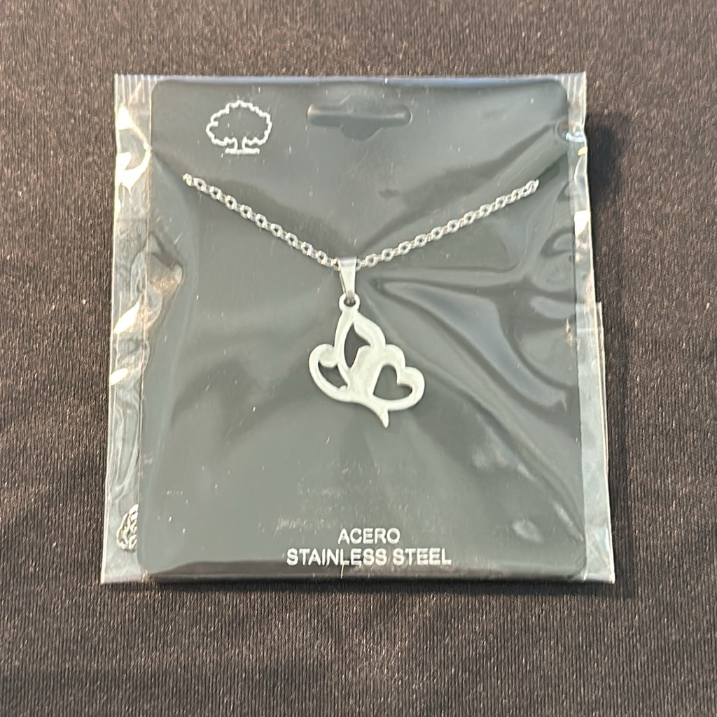 New! Stainless Steel Necklace With Butterfly Pendant